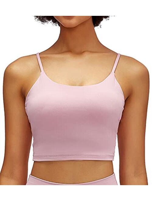 Lavento Women's Longline Sports Bra Yoga Camisole Crop Top with Built in Bra