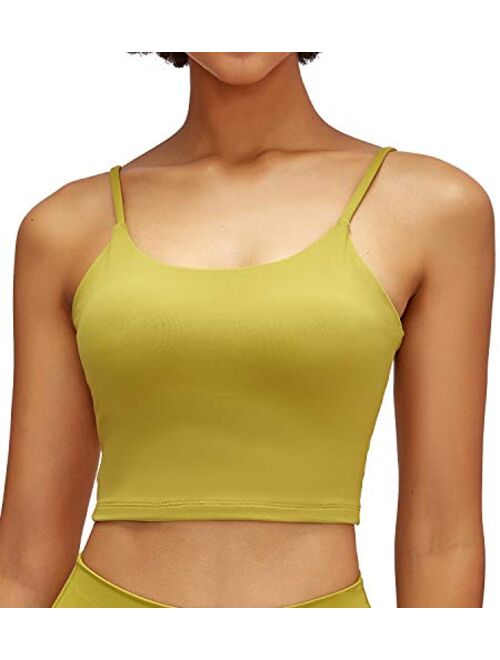 Lavento Women's Longline Sports Bra Yoga Camisole Crop Top with Built in Bra