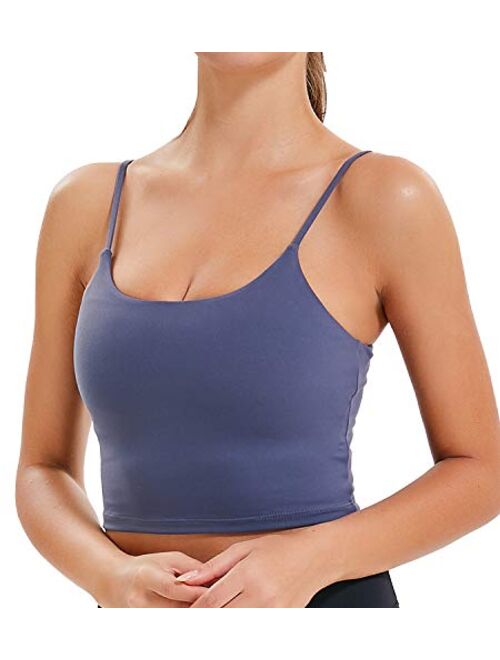 Lavento Women's Longline Sports Bra Yoga Camisole Crop Top with Built in Bra