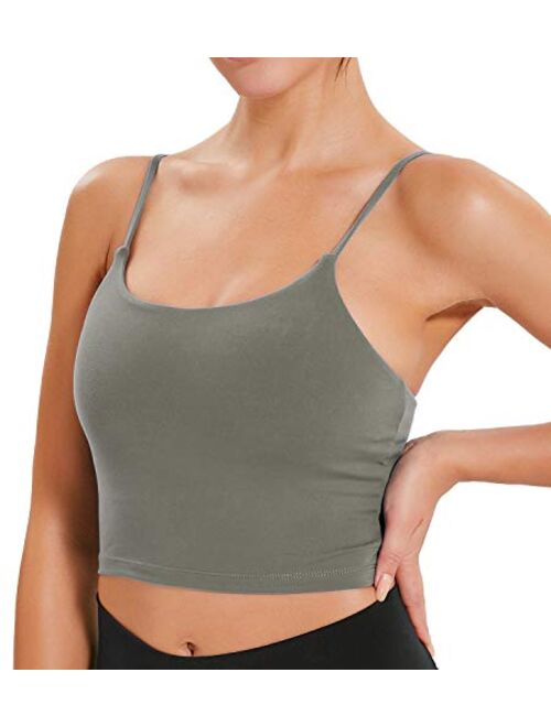 Lavento Women's Longline Sports Bra Yoga Camisole Crop Top with Built in Bra