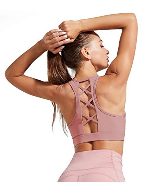 Women High Impact Sports Bra Removable Padded Strappy Workout Running Gym Yoga Top