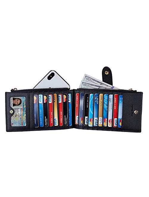 Travelambo Walllet RFID Blocking Bifold Multi Card Case Wallet with Zipper Pocket 