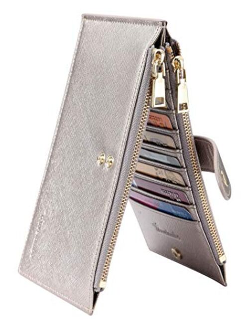 Travelambo Walllet RFID Blocking Bifold Multi Card Case Wallet with Zipper Pocket 