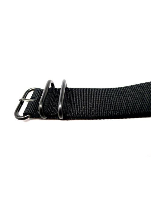 DaLuca Ballistic Nylon Military Watch Strap - Black (PVD Buckle) : 24mm