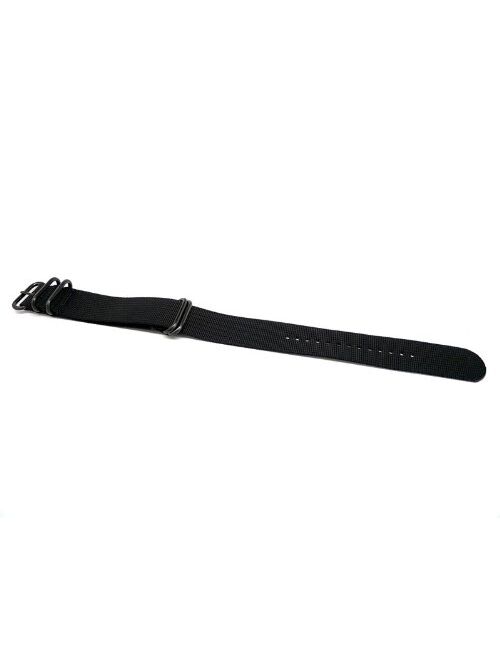 DaLuca Ballistic Nylon Military Watch Strap - Black (PVD Buckle) : 24mm