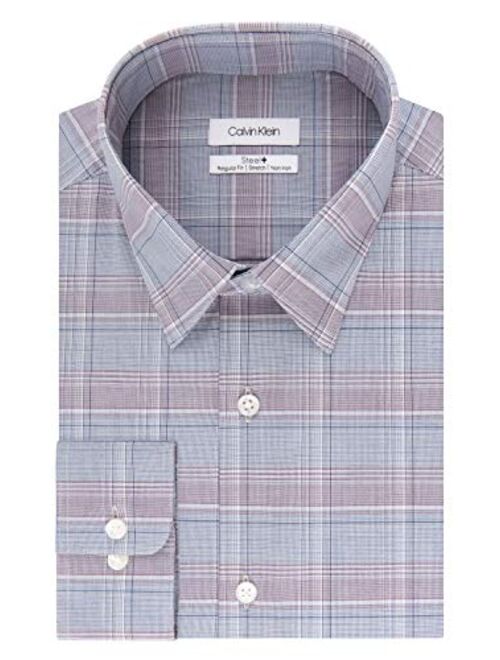 Calvin Klein Men's Dress Shirt Regular Fit Non Iron Stretch Check