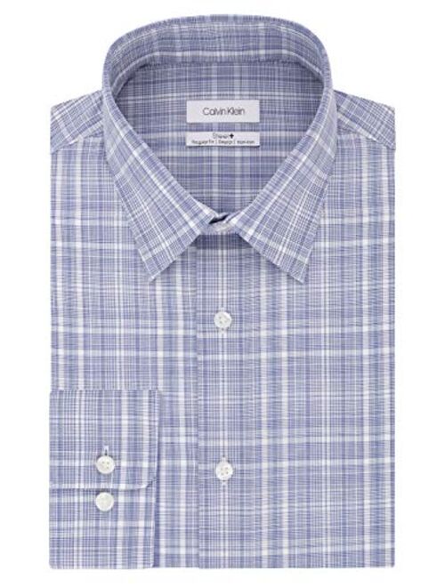 Calvin Klein Men's Dress Shirt Regular Fit Non Iron Stretch Check