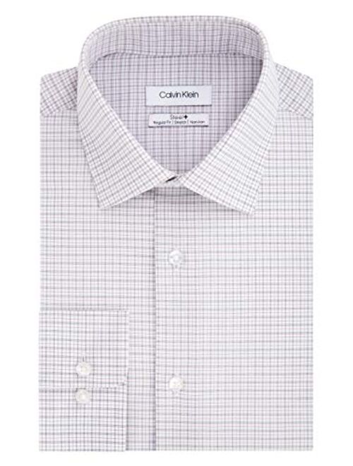 Calvin Klein Men's Dress Shirt Regular Fit Non Iron Stretch Check