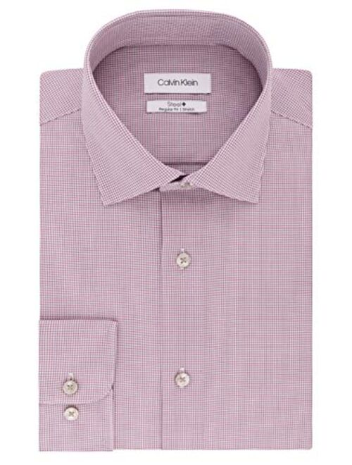 Calvin Klein Men's Dress Shirt Regular Fit Non Iron Stretch Check