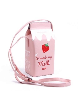 LUI SUI Girls Fruits Banana Strawberry Milk Box Cross Body Purse Bag Women Phone Wallet Shoulder Bags