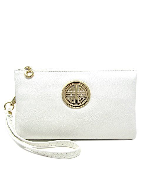 Solene Womens and Girls Multi Compartment Functional Emblem Crossbody Bag With Detachable Wristlet