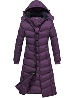 U2Wear Women's Water Resistance Puffer Winter Full Length Coat with Hood