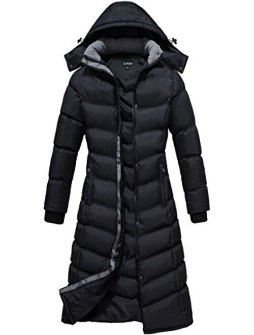 U2Wear Women's Water Resistance Puffer Winter Full Length Coat with Hood