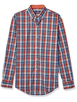 Men's Button Down Long Sleeve Stretch Performance Plaid Shirts