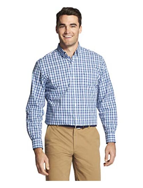 IZOD Men's Button Down Long Sleeve Stretch Performance Plaid Shirts