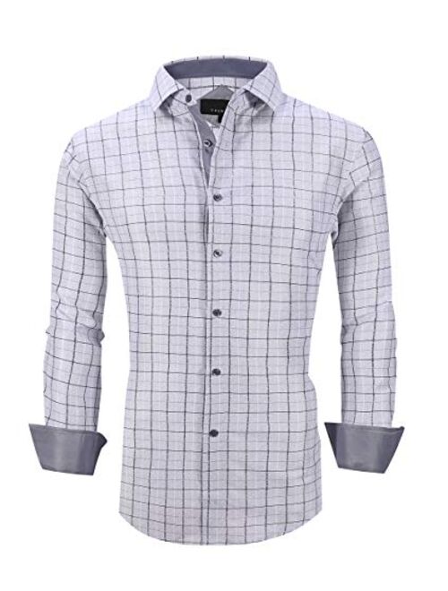 Esabel.C Men's Dress Shirts Long Sleeve Regular Fit Print Casual Button Down Shirts