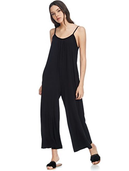 Alexander + David Womens Casual Loose Fit Jumper, Spaghetti Strap Sexy Jersey Jumpsuit Romper