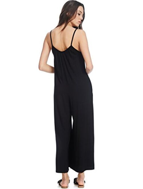 Alexander + David Womens Casual Loose Fit Jumper, Spaghetti Strap Sexy Jersey Jumpsuit Romper