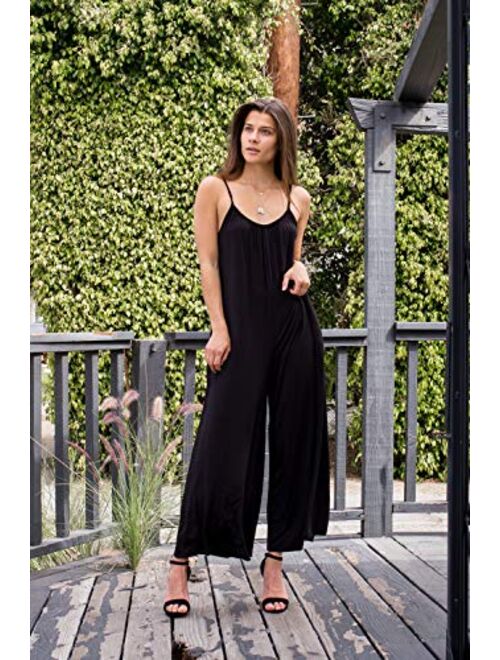 Alexander + David Womens Casual Loose Fit Jumper, Spaghetti Strap Sexy Jersey Jumpsuit Romper