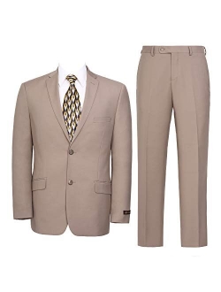 Pio Lorenzo Men's Suit Slim Fit 2-Piece Single Breasted Blazer & Flat Front Pants