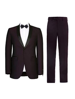 Pio Lorenzo Men's Suit Slim Fit 2-Piece Single Breasted Blazer & Flat Front Pants