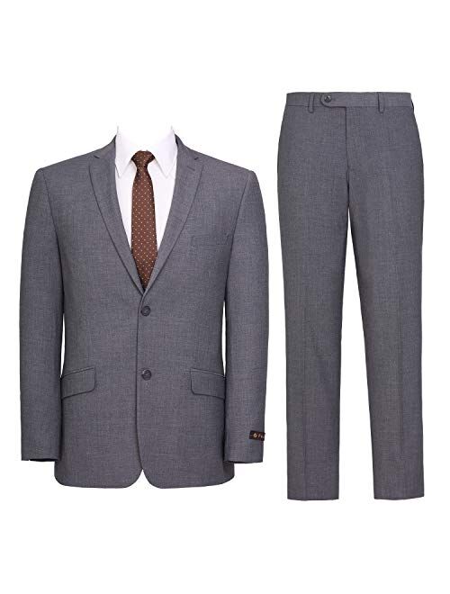 Pio Lorenzo Men's Suit Slim Fit 2-Piece Single Breasted Blazer & Flat Front Pants