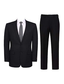 Pio Lorenzo Men's 2-Piece Classic Fit Solid Color Single Breasted 2 Buttons Suit