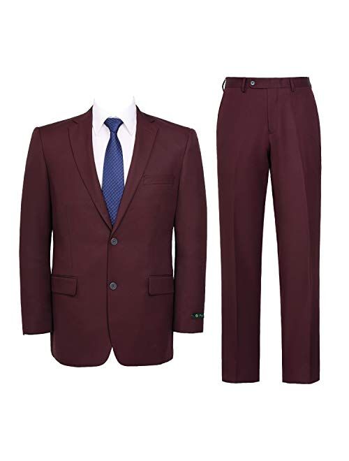 Pio Lorenzo Men's 2-Piece Classic Fit Solid Color Single Breasted 2 Buttons Suit