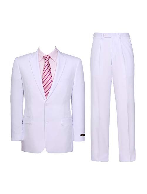 Pio Lorenzo Men's 2-Piece Classic Fit Solid Color Single Breasted 2 Buttons Suit