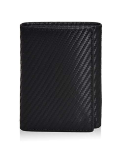 Slim RFID Wallets for Men - Genuine Leather Front Pocket Trifold Wallet