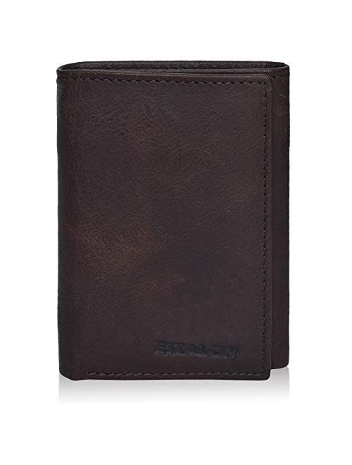 Slim RFID Wallets for Men - Genuine Leather Front Pocket Trifold Wallet