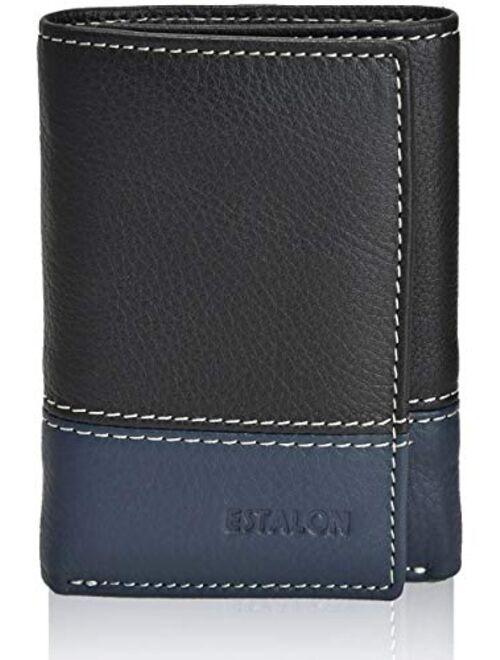 Slim RFID Wallets for Men - Genuine Leather Front Pocket Trifold Wallet