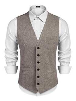 Men's Casual Business Vests Lightweight Waistcoat Slim Fit Suit Vest