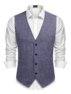 Men's Casual Business Vests Lightweight Waistcoat Slim Fit Suit Vest