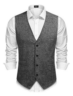 Men's Casual Business Vests Lightweight Waistcoat Slim Fit Suit Vest