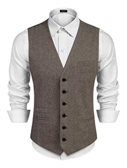 Men's Casual Business Vests Lightweight Waistcoat Slim Fit Suit Vest