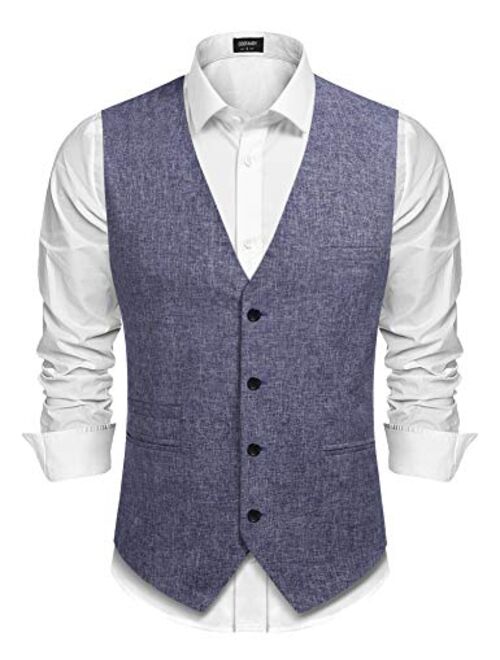 COOFANDY Men's Casual Business Vests Lightweight Waistcoat Slim Fit Suit Vest