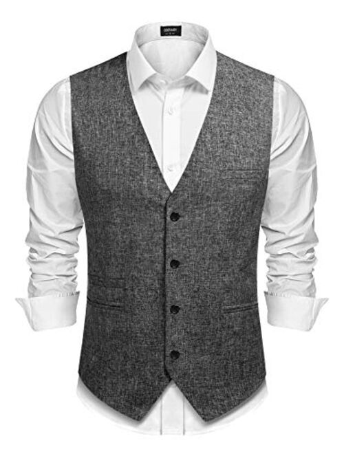 COOFANDY Men's Casual Business Vests Lightweight Waistcoat Slim Fit Suit Vest