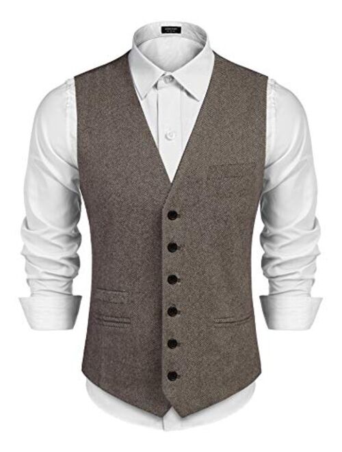 COOFANDY Men's Casual Business Vests Lightweight Waistcoat Slim Fit Suit Vest