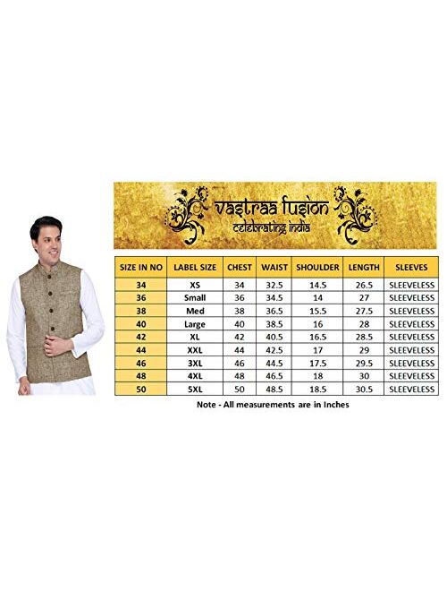 Vastraa Fusion Men's Cotton Blended Fabric Bandhgala Nehru Jacket/Waistcoat (Bright Yellow)
