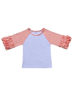 Toddler Little Girls Icing Ruffle Shirts Kids Raglan Baseball 3/4 Sleeves T-Shirt Baby Cotton Tee Top Clothes 1-8 Years