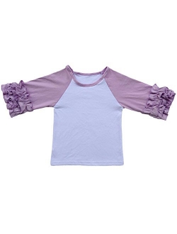 Toddler Little Girls Icing Ruffle Shirts Kids Raglan Baseball 3/4 Sleeves T-Shirt Baby Cotton Tee Top Clothes 1-8 Years