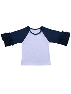 Toddler Little Girls Icing Ruffle Shirts Kids Raglan Baseball 3/4 Sleeves T-Shirt Baby Cotton Tee Top Clothes 1-8 Years