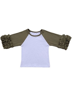 Toddler Little Girls Icing Ruffle Shirts Kids Raglan Baseball 3/4 Sleeves T-Shirt Baby Cotton Tee Top Clothes 1-8 Years