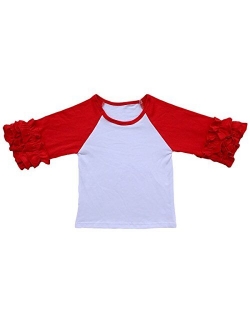 Toddler Little Girls Icing Ruffle Shirts Kids Raglan Baseball 3/4 Sleeves T-Shirt Baby Cotton Tee Top Clothes 1-8 Years