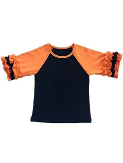 Toddler Little Girls Icing Ruffle Shirts Kids Raglan Baseball 3/4 Sleeves T-Shirt Baby Cotton Tee Top Clothes 1-8 Years