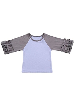 Toddler Little Girls Icing Ruffle Shirts Kids Raglan Baseball 3/4 Sleeves T-Shirt Baby Cotton Tee Top Clothes 1-8 Years