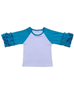 Toddler Little Girls Icing Ruffle Shirts Kids Raglan Baseball 3/4 Sleeves T-Shirt Baby Cotton Tee Top Clothes 1-8 Years