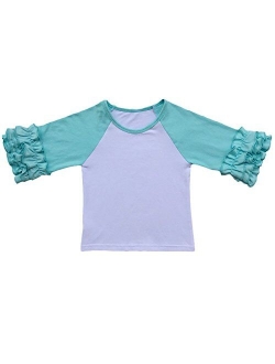 Toddler Little Girls Icing Ruffle Shirts Kids Raglan Baseball 3/4 Sleeves T-Shirt Baby Cotton Tee Top Clothes 1-8 Years