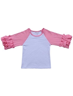 Toddler Little Girls Icing Ruffle Shirts Kids Raglan Baseball 3/4 Sleeves T-Shirt Baby Cotton Tee Top Clothes 1-8 Years